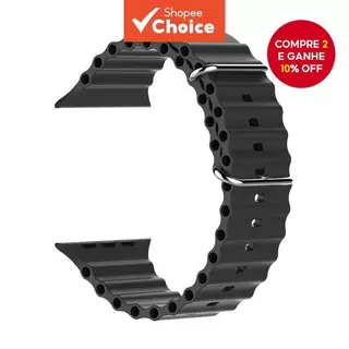 Pulseira De Silicone Oceano Com Fivela Dupla Para Apple Watch-Design Macio E Confortável em Oferta na Shopee