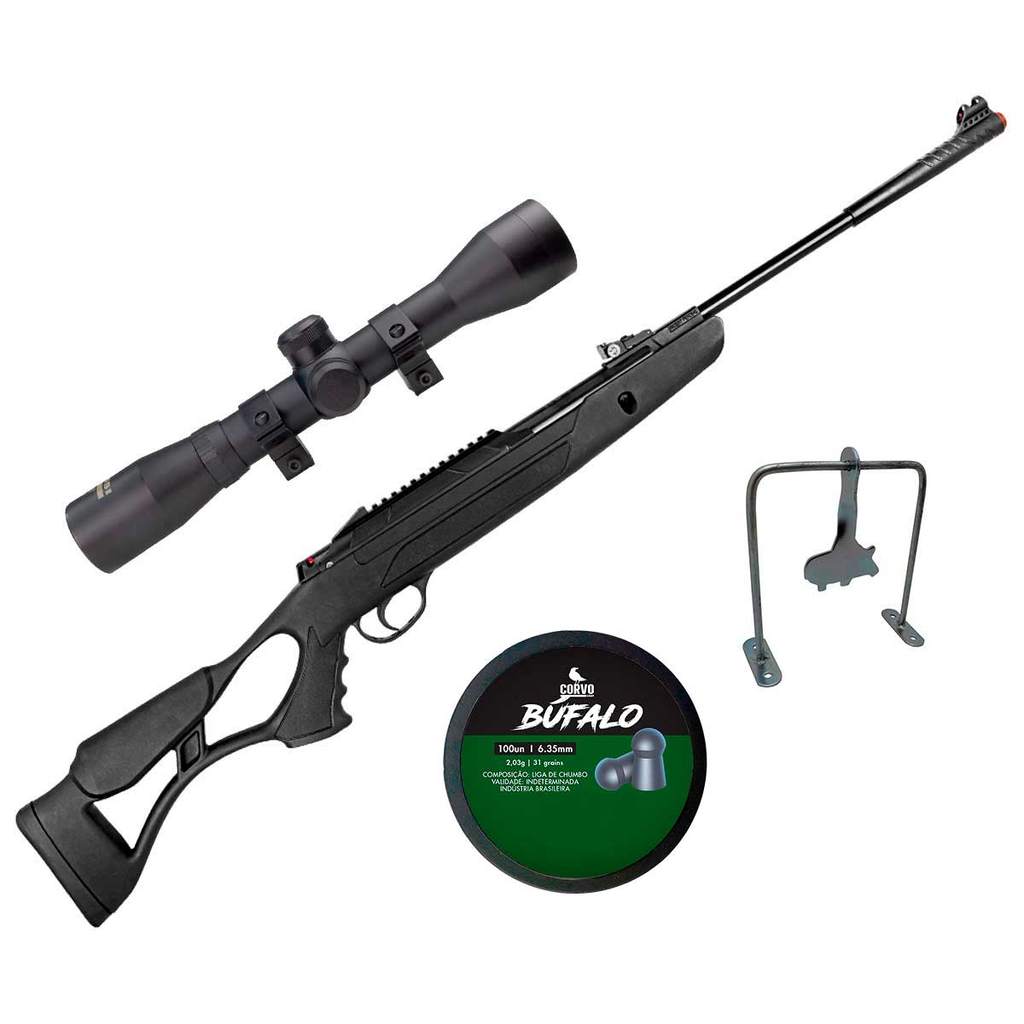 Carabina Pressão Hatsan Airtact PD 6,35MM Gás Ram 60kg Com Luneta