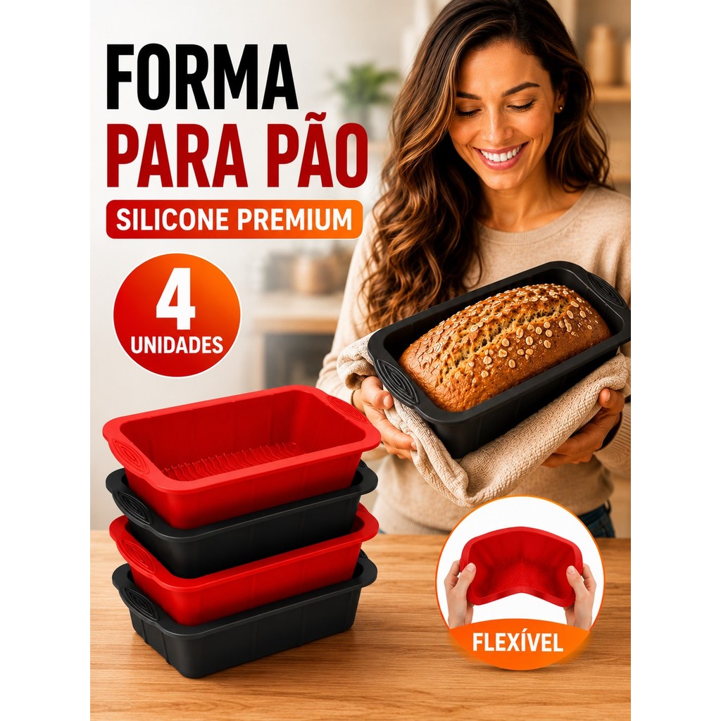 Forma assadeira Silicone Para Pães e Bolos Cozinha Lanchonet