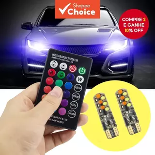 RGB T10 194 168 W5W Controle Remoto Cúpula De Carro Luz De Leitura Automóveis Lâmpada De Cunha LED Flash em Oferta na Shopee