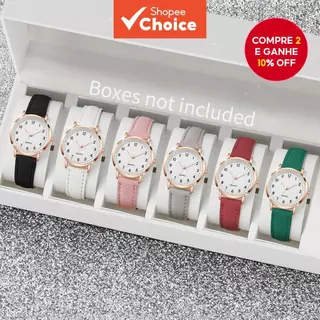 Conjunto De 6 Peças De Relógios De Pulso Femininos Com Mostrador Árabe Da Moda Sem Caixa em Oferta na Shopee
