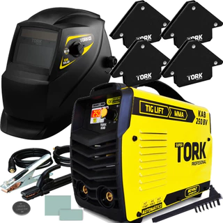 Máquina Solda 250A com Máscara + 4 Esquadro + 2 Lente Tork em Oferta na Shopee