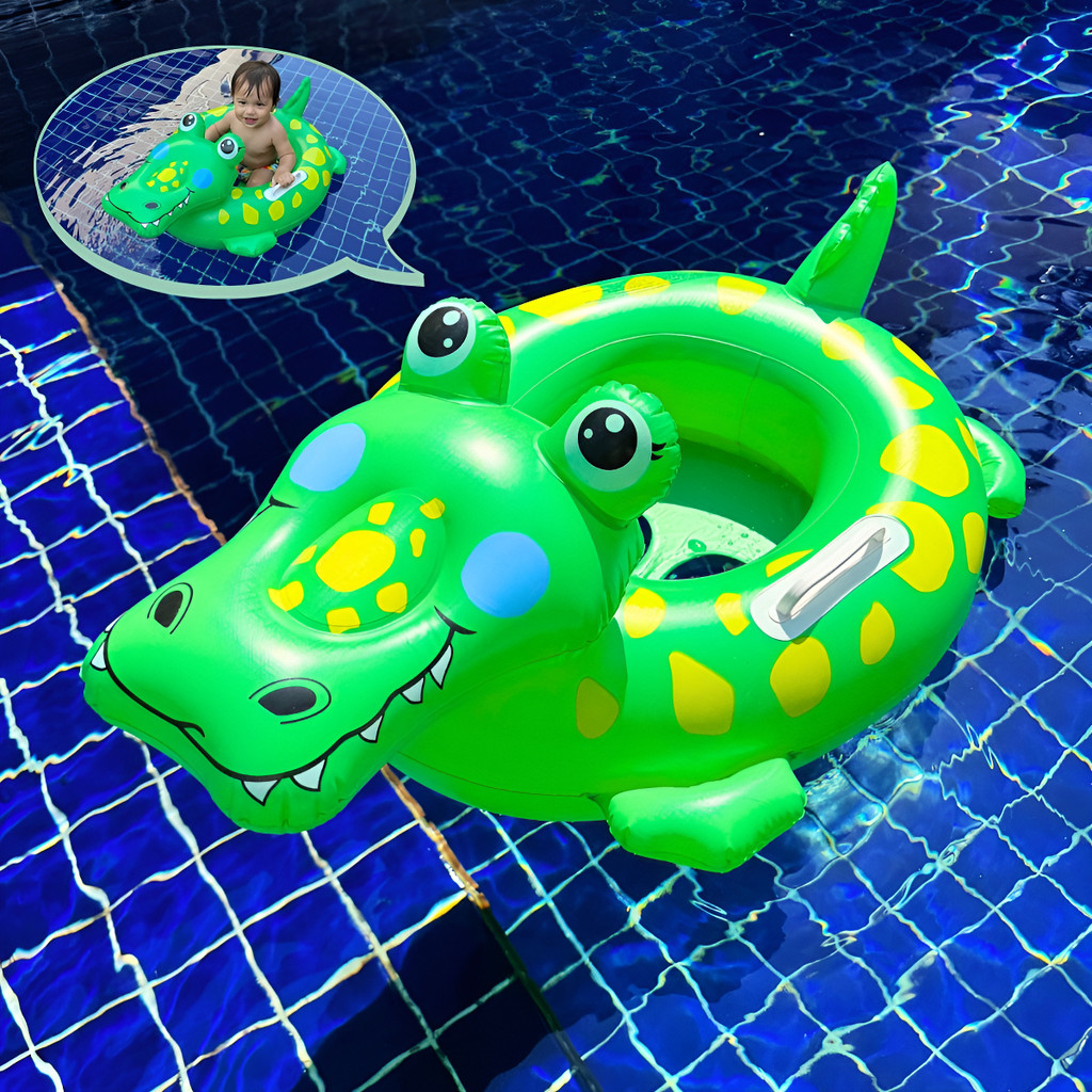 Boia Infantil Inflável Piscina Com Acento Baby Boat Jacaré Verde ...