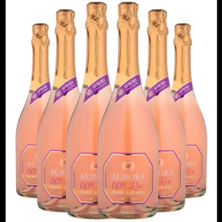 Kit 6 Espumante Aurora Zero Álcool Rose Suave Garrafa 750ml