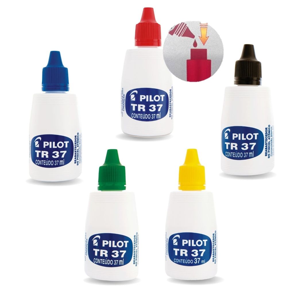 Tinta Recarga para Pincel Atômico Pilot TR 37 Kit 5 Cores Tinta ...