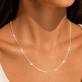 Colar Corrente Veneziana 1mm Banhada em Prata 925 Delicada Feminina Minimalista