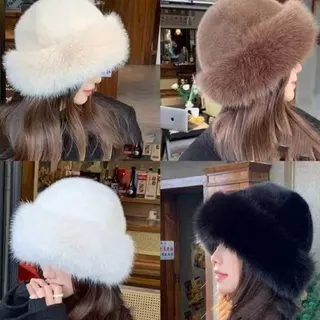 Luguafu Chapéu De Inverno Para Mulheres, Balde Fofo De Pele Sintética Mongol De Pelúcia, Boné Panamá Macio, Esqui