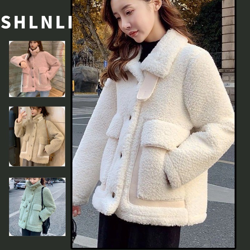 Grosso Versátil Cashmere Retalhos Jaqueta Para Mulheres Francês