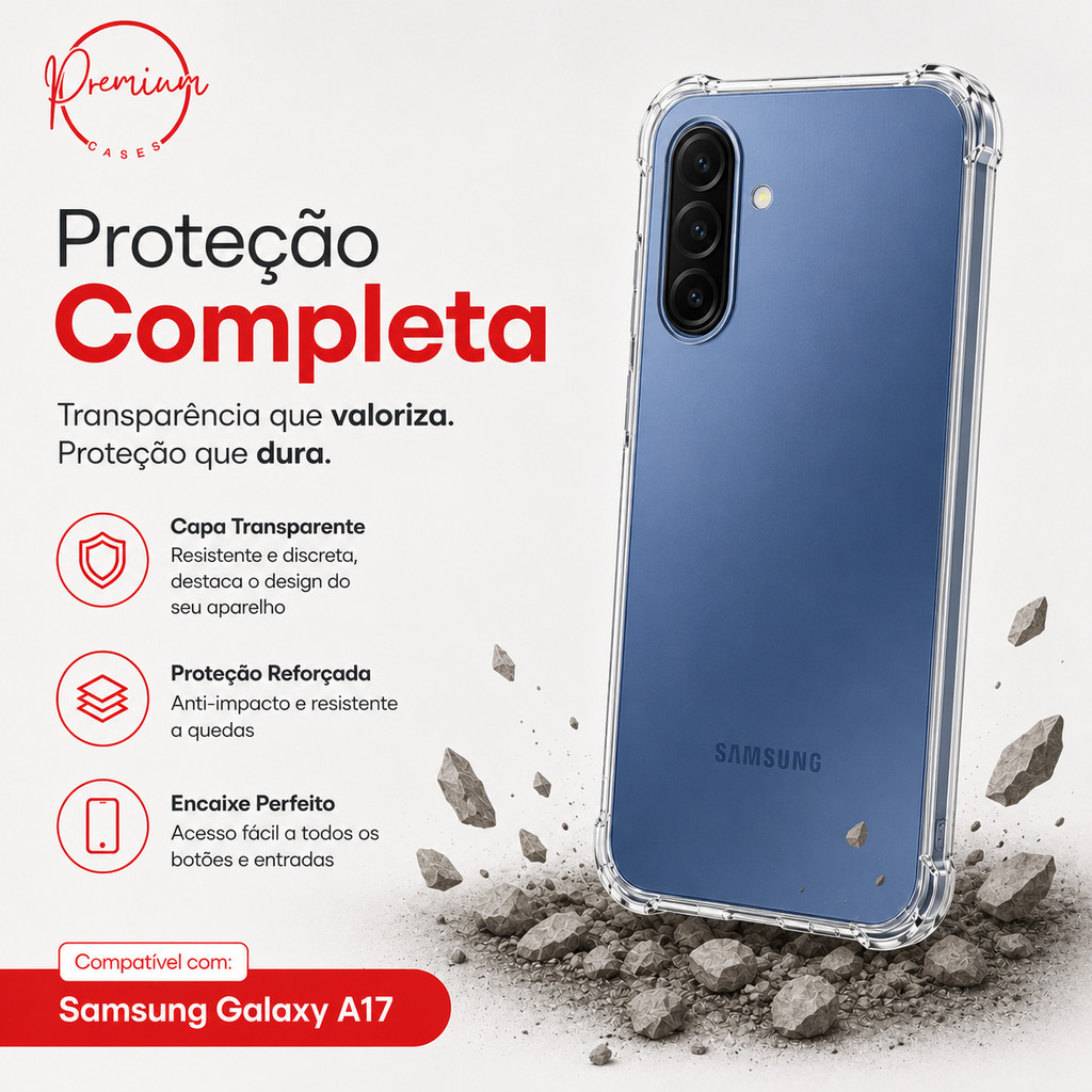 Capa Capinha Anti Impacto Para Galaxy A17 + Película 3D Vidro Temperado
