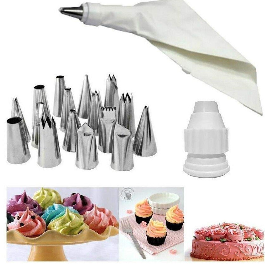 Kit Confeiteiro Saco Reutilizável de Creme 12 Bicos para Dec