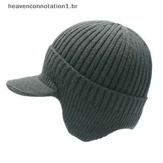 heav Masculino Feminino Inverno Quente Malha Gorro Orelha Aba Velo Forrado Curta Crânios Boné Esqui Ao Ar Livre Ciclismo