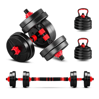 Kit Treino Funcional 10/15/20/25/30kg Halteres Barra Supino Kettlebell Preto