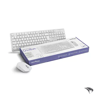 Kit Teclado e Mouse Sem Fio Viper Pro Office VO204 Conexao Wireless Slim Branco Clean
