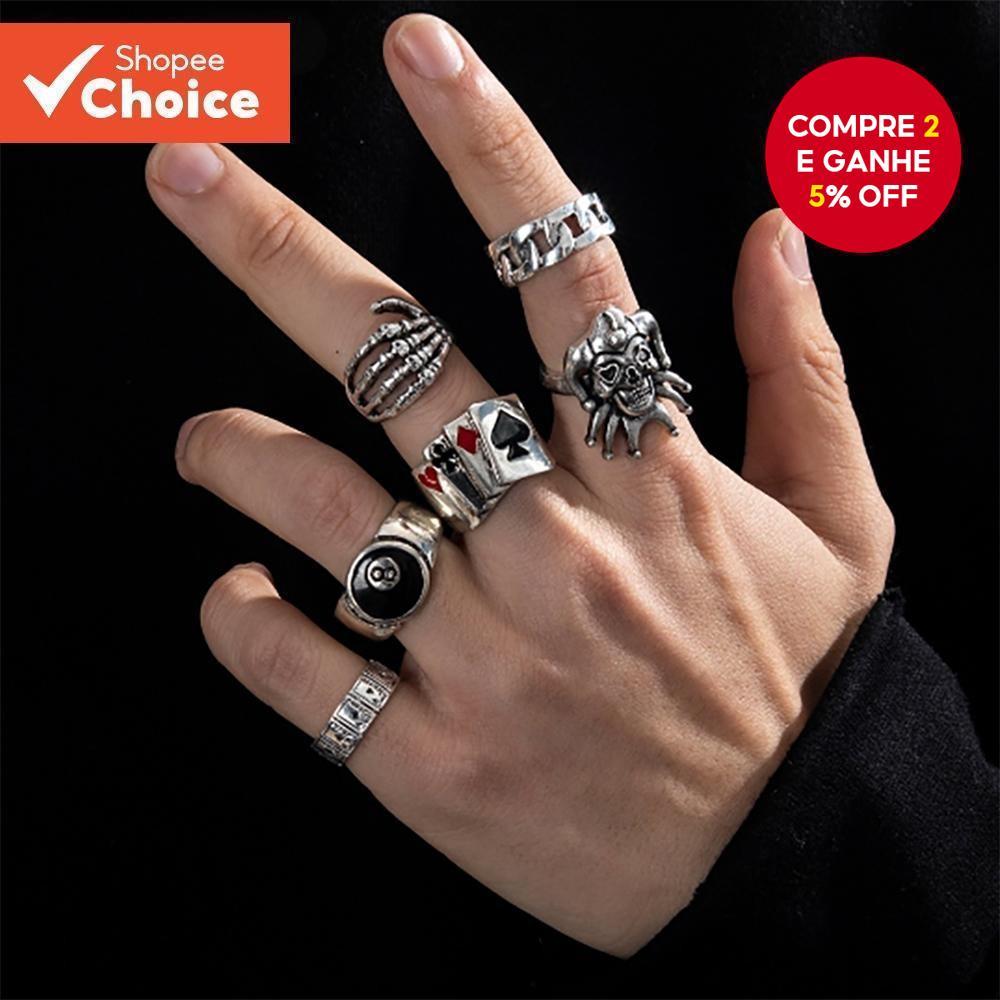 anel silver skull ring em Promoção na Shopee Brasil 2026