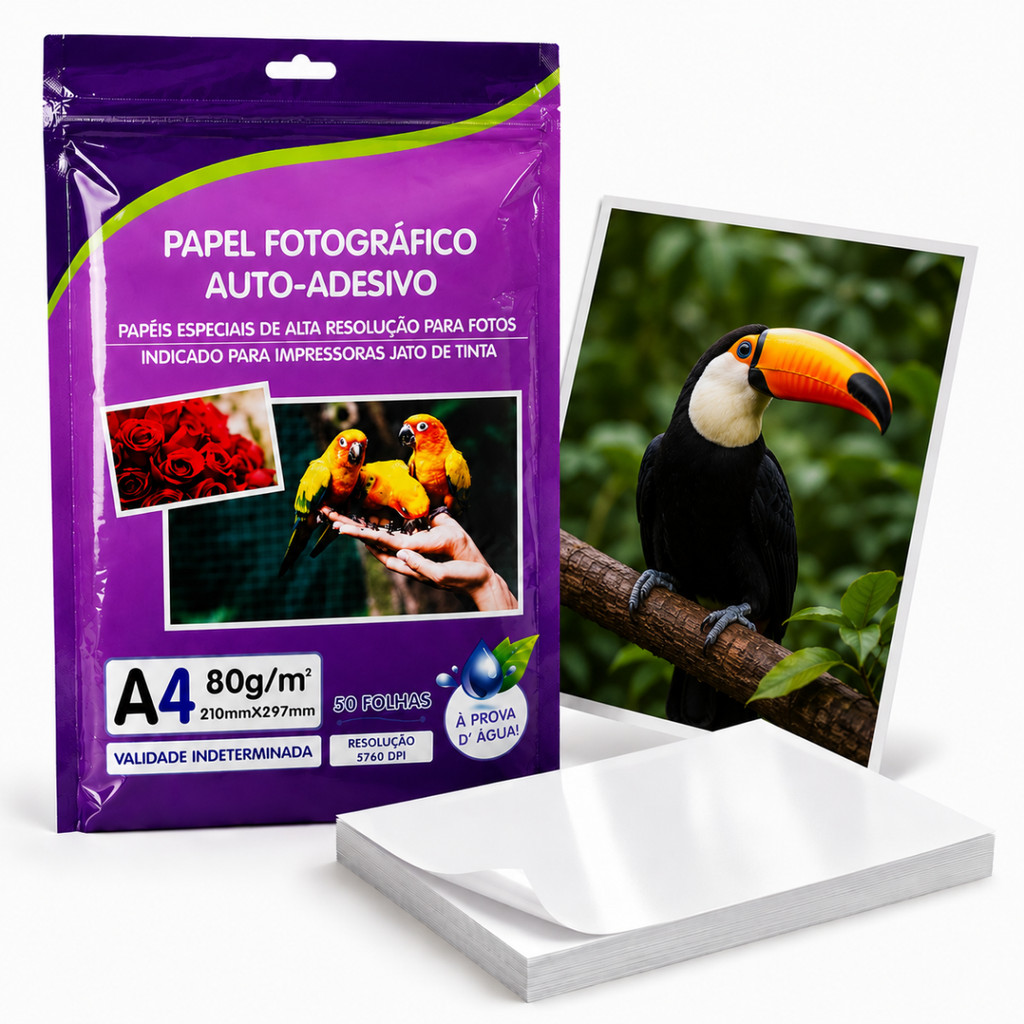 Papel Fotográfico Adesivo Premium A4 Glossy 80g 500 Folhas | Shopee Brasil