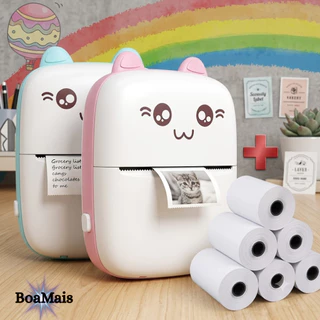 Mini Impressora Térmica Sem Fio Gatinho com Papel para Corrigir Exercício Escolar