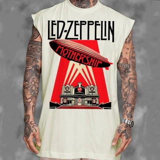 Camiseta regata machao oversized masculino Banda de rock led zeppelin mothership em algodao Longline