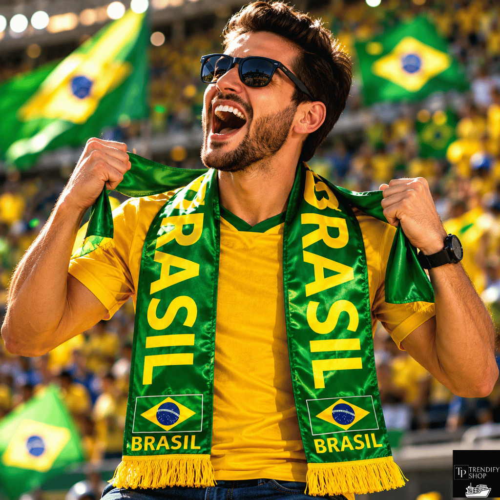 Cachecol Torcida Brasil Copa do Mundo Faixa Verde e Amarela Futebol ...