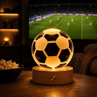 Luminária De Mesa 3D Bola Cristal Abajur LED 3500K Decorativa Luz Noturna USB