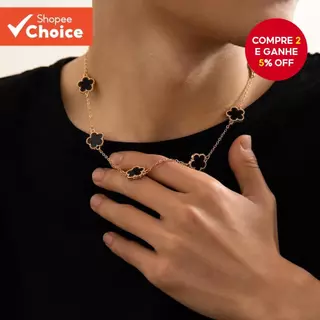 Gargantilha Unissex Com Trevo De Cinco Pétalas, Colar Colorido Pingente Da Sorte, Presente Para Casal, Joias Moda