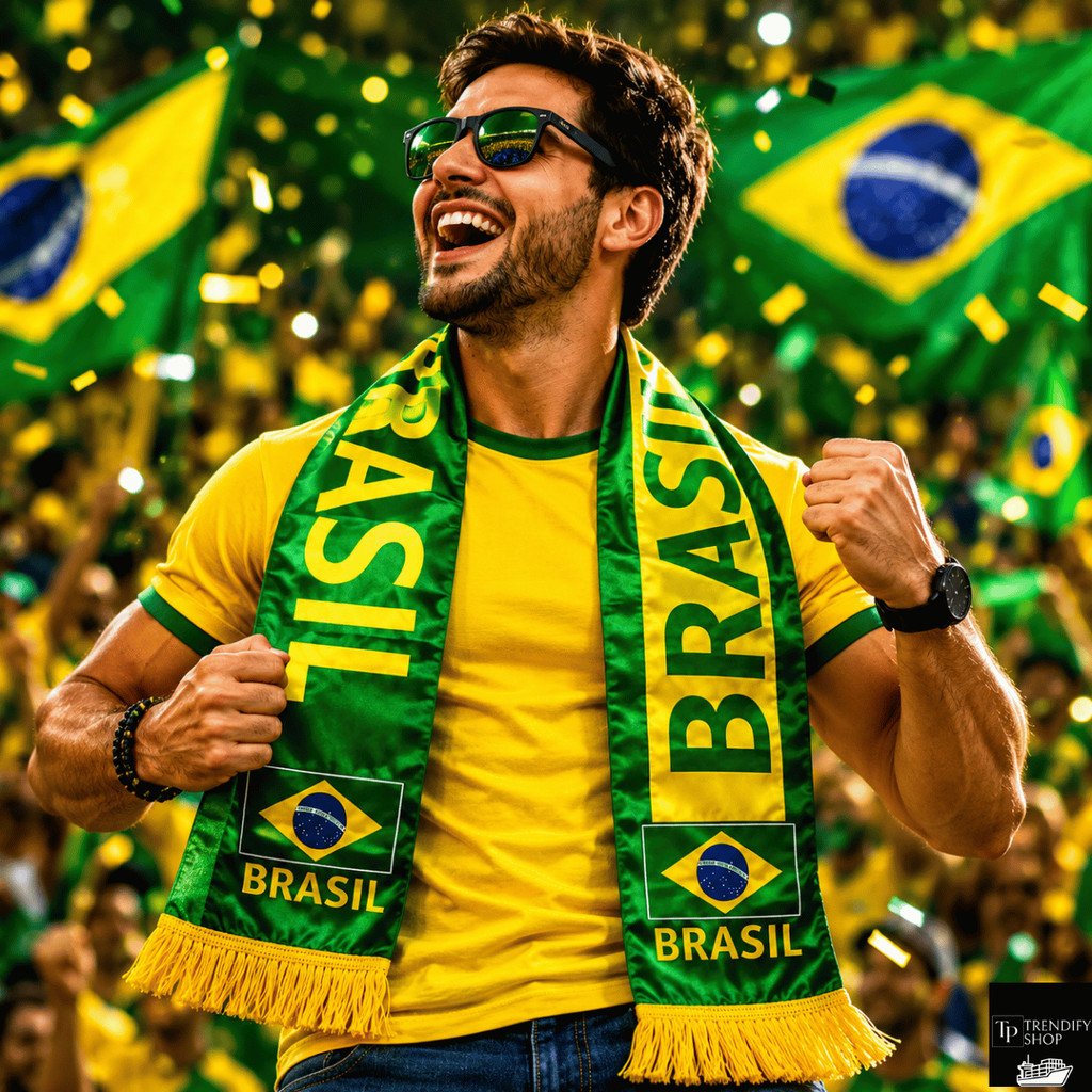 Cachecol Torcedor Brasil Verde Amarelo Seleção Brasileira Copa do Mundo ...