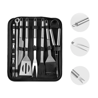 Kit Churrasco Premium 15 Peças Inox com Maleta Organizadora Jogo de Faqueiro Profissional