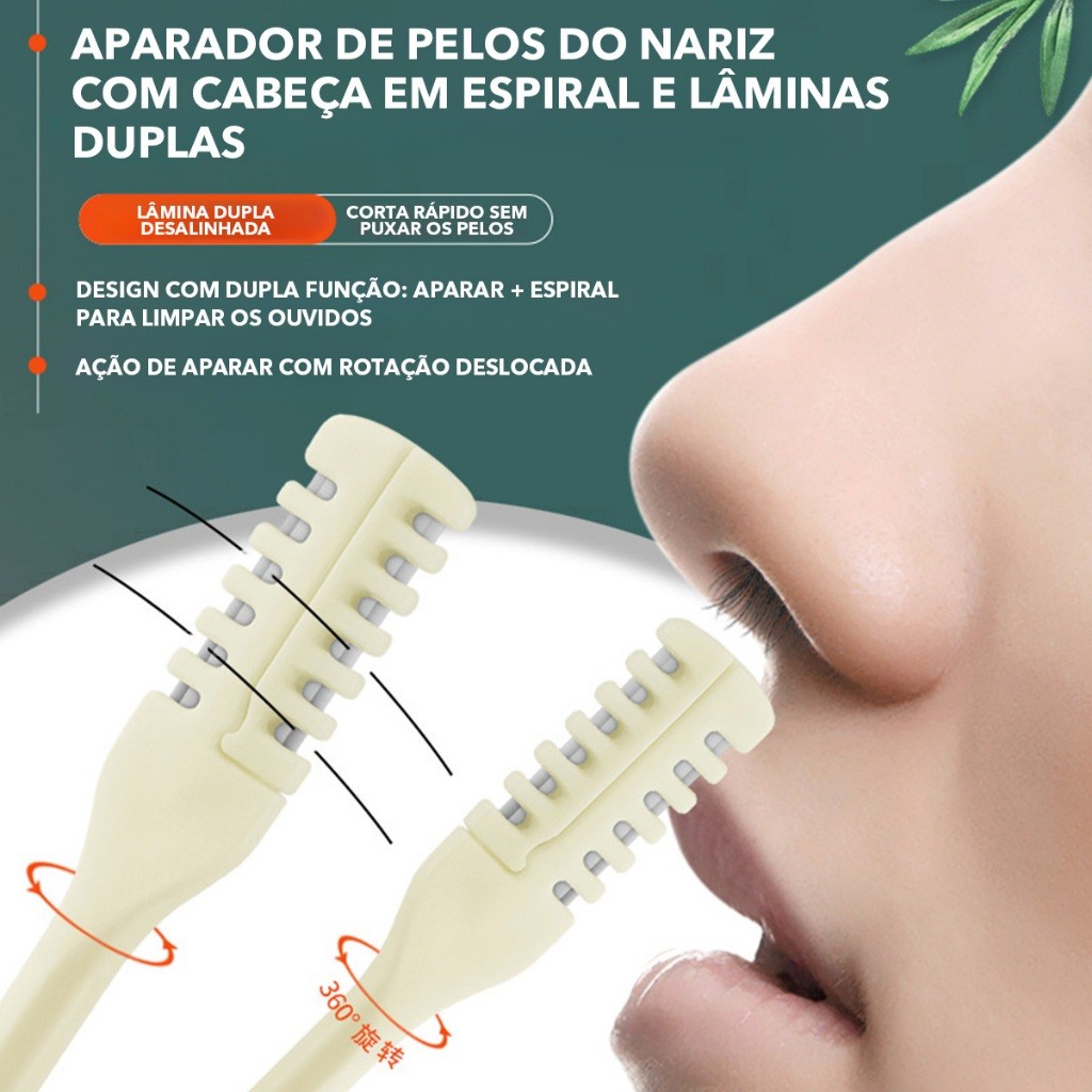 Aparador De Pêlos Do Nariz Com Ferramentas De Remoção Laváveis Portáteis De Cabeça Dupla Girando 360 Graus