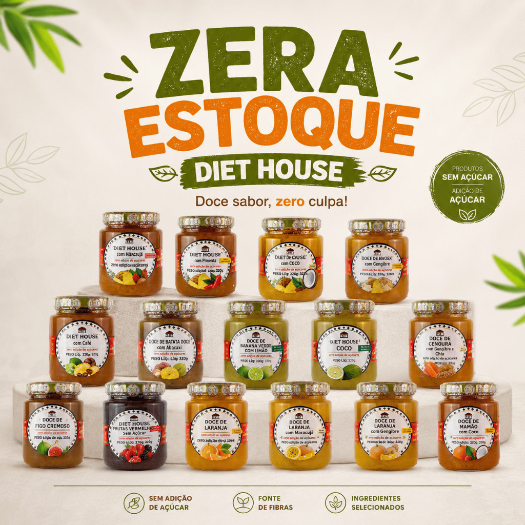 ZERA ESTOQUE DOS QUERIDINHOS DIET HOUSE SEM AÇUCAR | Shopee Brasil