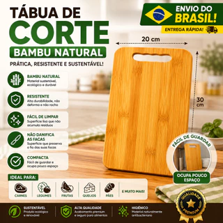 Tábua de Corte Carne e Legumes Retangular Resistente Cozinha 30x20