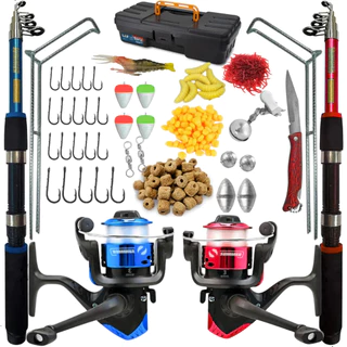 Kit De Pesca Completo Barato 2 Vara 2 Molinete 10kg Com Item
