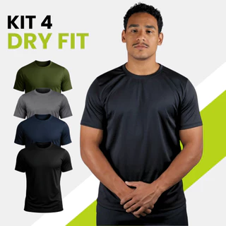 Kit 4 Camisetas Dry Fit Masculina Academia Fitness Treino Premium Manga Curta Corrida