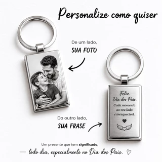 Chaveiro Personalizado com Foto e Frase Presente Perfeito para Pais CHAVEIRO DE AÇO