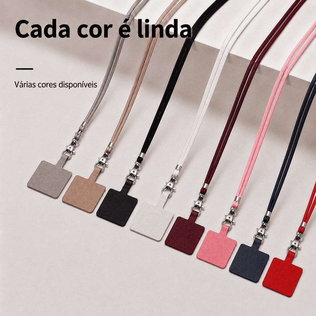 Cordão para Celular Ajustável Crossbody – Alça Removível, Anti Queda, Unissex, Ideal para Uso Diário