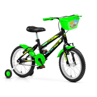 Bicicleta infantil Aro 16 V-brake Meninos com rodinha Colorida quadro Aço Carbono Intense Kids Cor Preto/Verde10
