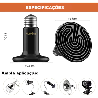 Lâmpada Cerâmica Aquecedor Repteis Aves 110v 220v 200w 150w 100w 50w Aquecimento Terrarios Pet