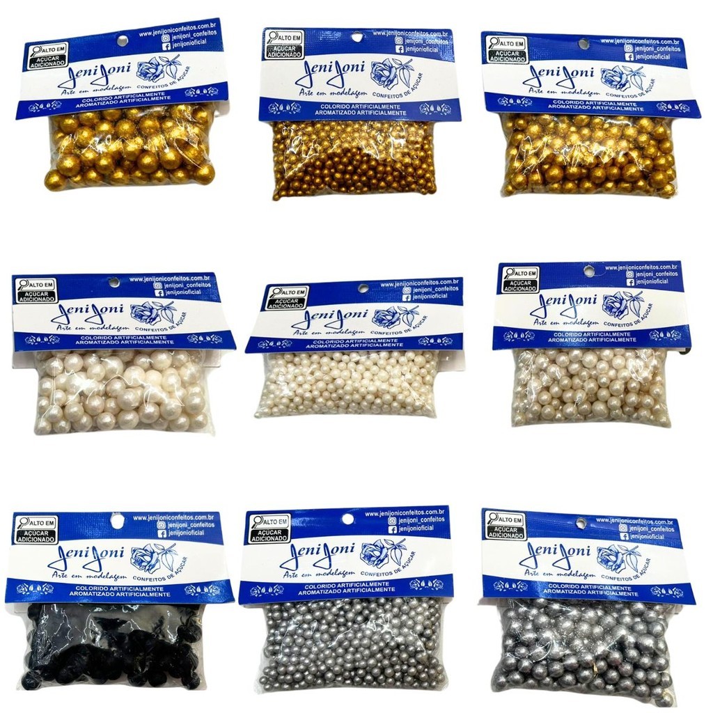 Pérola Comestível 60g Confeito Bolo Doces Festa Sobremesa