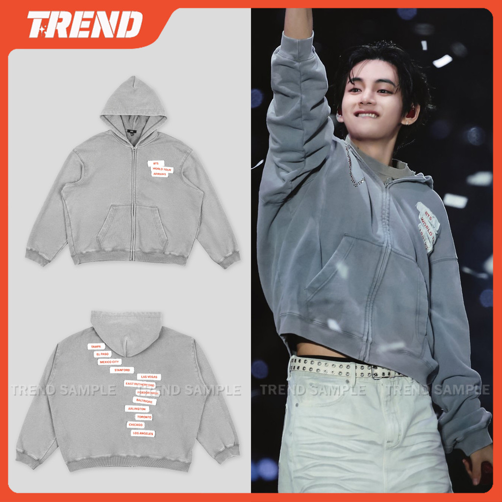2026 BANGTAN ARIRANG WORLD TOUR Merch Bordado Zip-up Jaqueta Com