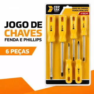 Kit Jogo de Chaves Fenda e Phillips 6 Peças de Precisão para Parafusos e Reparos