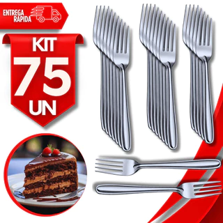 Jogo Garfo Sobremesa Aço Inox Elegante Bolos Casa Doceria Restaurante Buffet Talheres Utilidades