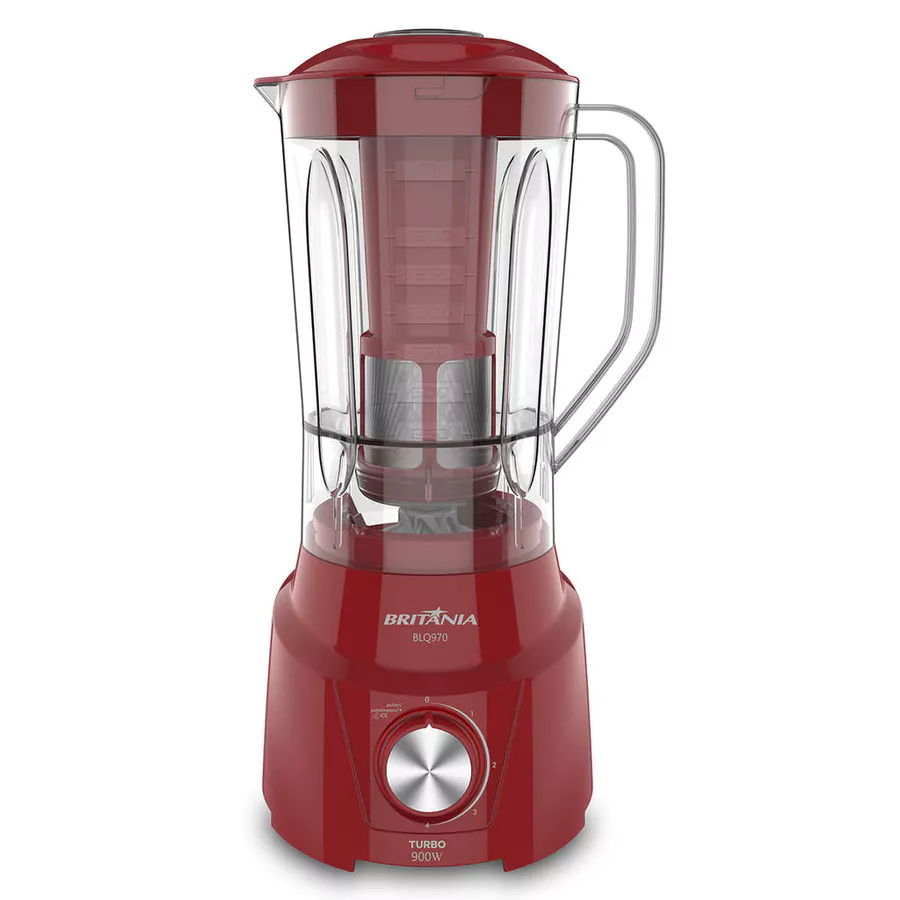 Liquidificador Britânia BLQ970V Turbo 900W 2,6L Vermelho 4 Velocidades