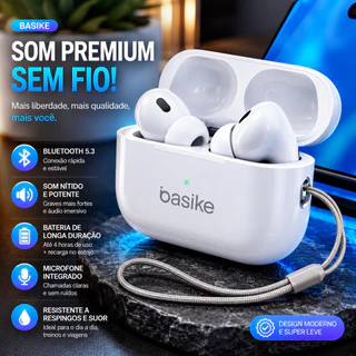 Fone Bluetooth Basike TWS Sem Fio 2025 Premium Som HD e Bluetooth 5.3