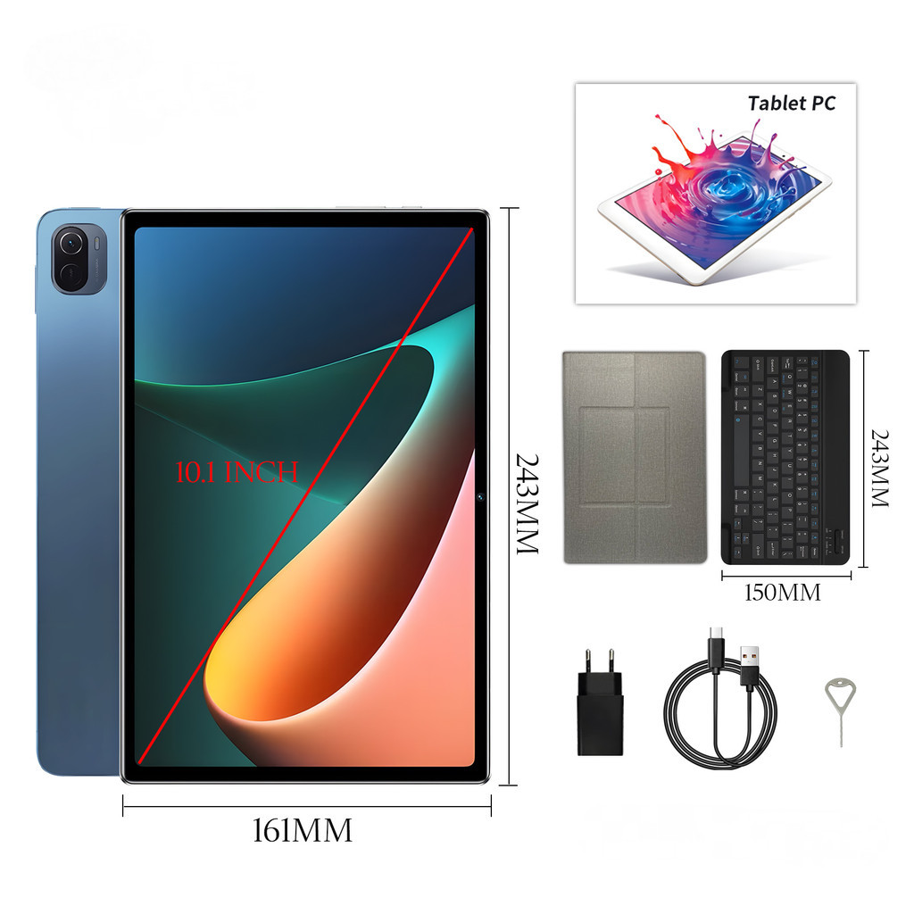 Tablet Android 10.1“ Octa-Core 3GB+32GB IPS HD WiFi com Teclado