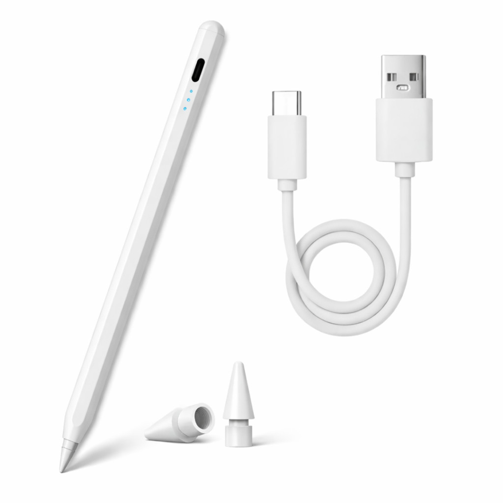 Caneta Touch Stylus Branca Premium Capacitiva Recarregavel Para