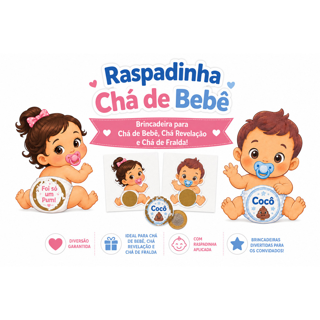 Raspadinha Bebê Cocô Na Fralda 40 Unidades Menino Ou Menina | Shopee Brasil