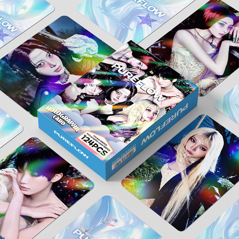 124 Pçs/Caixa LE SSERAFIM Photocards PUREFLOW Cartão Holográfico