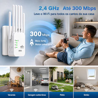 Repetidor de Sinal Internet WiFi 1200Mbps Dual Band com Segurança