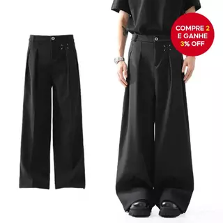 2025 Calças Masculinas Coreanas Streetwear – Silhueta Drapeada De Perna Larga Grande | Fundamentos Leves De Verão