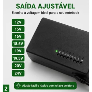 Fonte Carregador Universal Notebook 120W Bivolt 12V-24V Com 10 Conectores