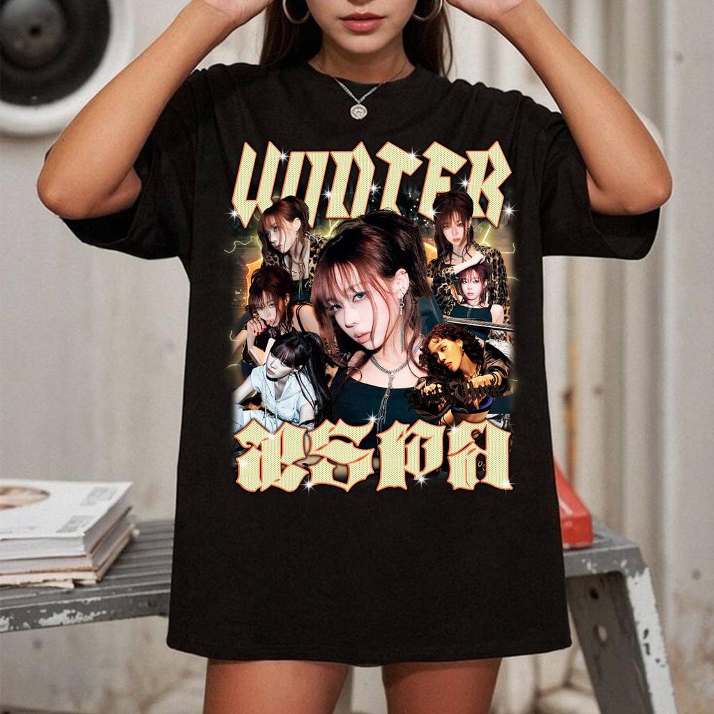 Camiseta Masculina Feminina Aespa Lemonade Montagem Fotos Preto