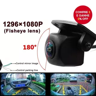 Câmera De Visão Traseira Do Carro 180 Graus HD Noturna Lente Olho De Peixe 1296x1080P Backup À Prova Dwaterproof Água Pr